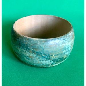 Boho Style Vintage Light Wood Green-Painted Bangle Bracelet